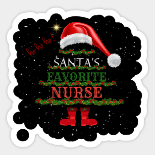 Santa's Favorite Nurse Santa Hat Ho Ho Ho Sticker